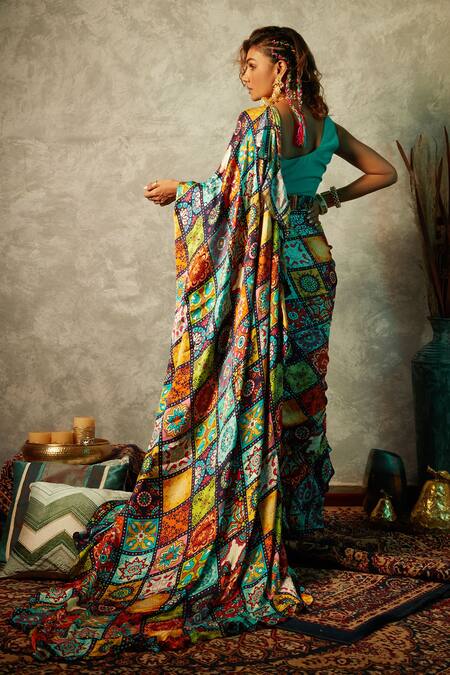 Esha L Amin Tile Print Saree  