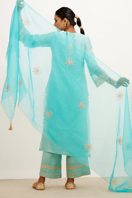 Devnaagri Chanderi Dori Embroidered Kurta Set 