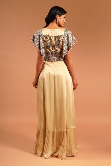 Sejal Kamdar Floral Bodice Embroidered Gown 