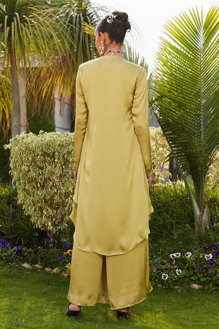 Bohame Yara Satin Chiffon Cape Pant Set 