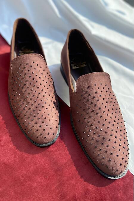 Shop_SCHON ZAPATO_Brown Embellished Mojdi _at_Aza_Fashions
