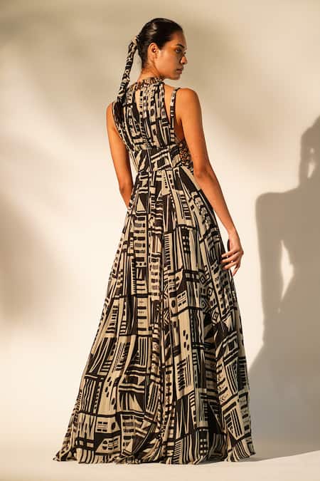Nikita Mhaisalkar Abstract Print Gown 