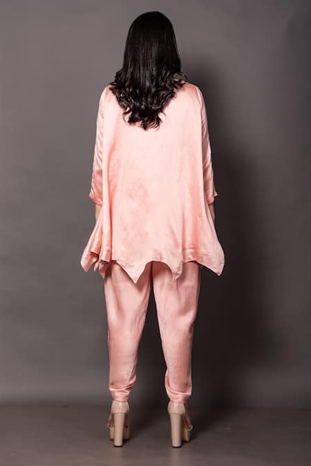 Shop Vara By Vibha N Priti Pink , Organza Zari, Embroidery High Neck Yoke Tunic With Dhoti Pant at Aza Fashions Shop_Vara By Vibha N Priti_Pink , Organza Zari, Embroidery High Neck Yoke Tunic With Dhoti Pant _at_Aza_Fashions