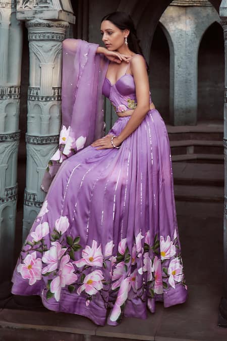 Neha Saxena Hand Embroidered Corset Top Lehenga Set 