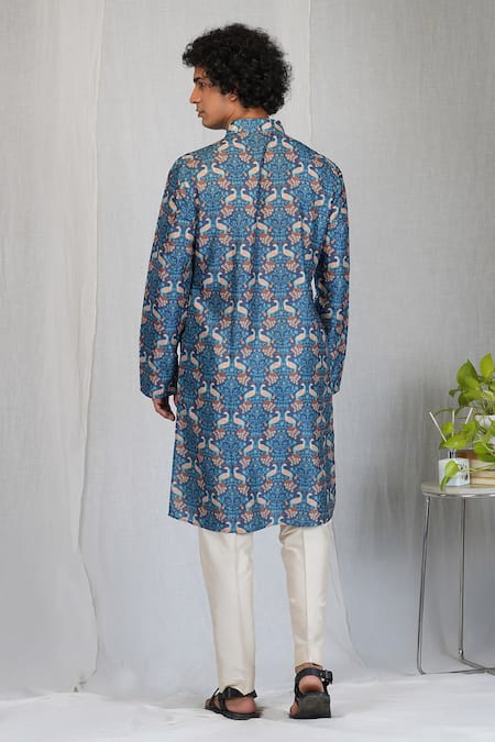 Eleven Brothers Peacock Garden Print Kurta & Pant Set 