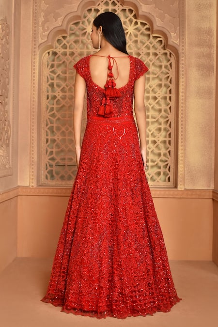 Kalighata Noor Net Embroidered Flared Gown 