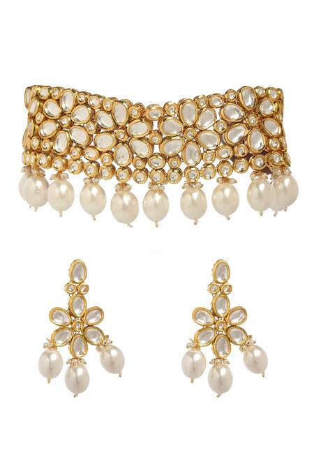 Minaki Pearl Embellished Choker Set 