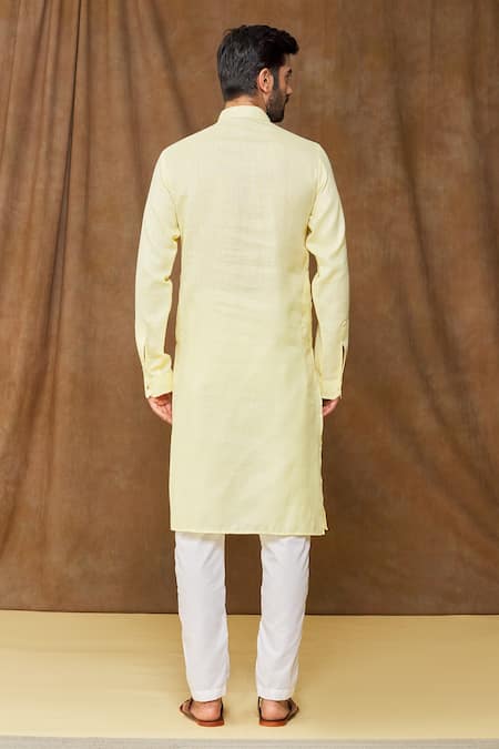 Shop Arihant Rai Sinha Yellow Linen, Cotton Full Sleeve Kurta at Aza Fashions Shop_Arihant Rai Sinha_Yellow Linen, Cotton Full Sleeve Kurta _at_Aza_Fashions