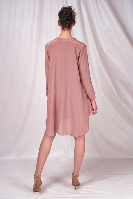 Shop Seesa Pink Crepe, Silk Collared Solid Layered Top at Aza Fashions Shop_Seesa_Pink Crepe, Silk Collared Solid Layered Top _at_Aza_Fashions