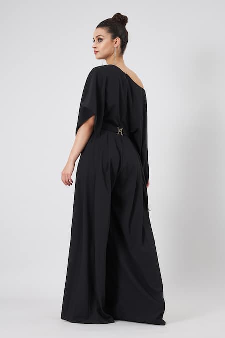 Aakaar Draped Jumpsuit With Embellished Belt 