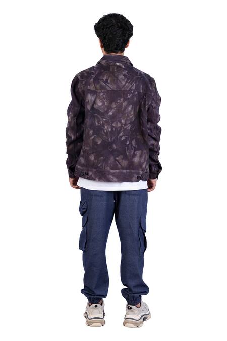Shop_Theorem_Black Cotton, Denim Tie Dye Jacket _at_Aza_Fashions