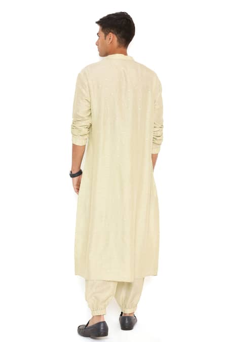 Shop_PS Men by Payal Singhal_Green Abla Silk Solid Bomber Kurta Set _at_Aza_Fashions