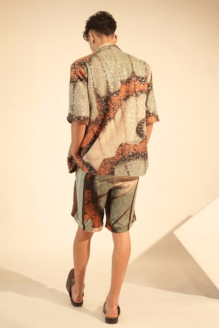 Shop_Nikita Mhaisalkar_Blue Georgette Sequins Butterfly Print Blazer _at_Aza_Fashions