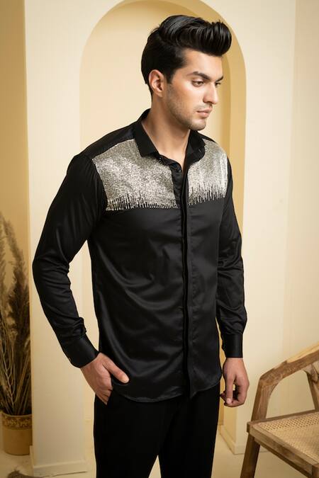 Hilo Design Glare Shimmer Embroidered Shirt 