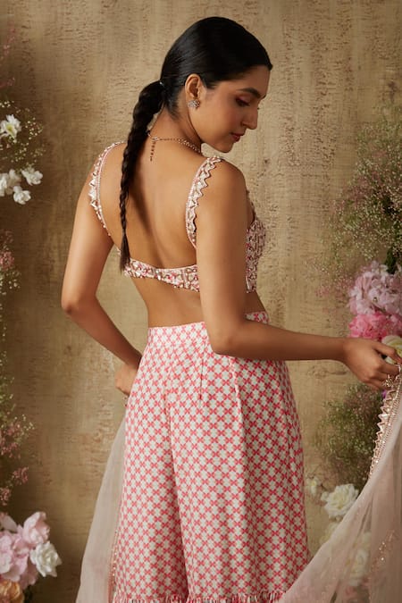 Ria Shah Label Pearl Embellished Bustier Sharara Set 