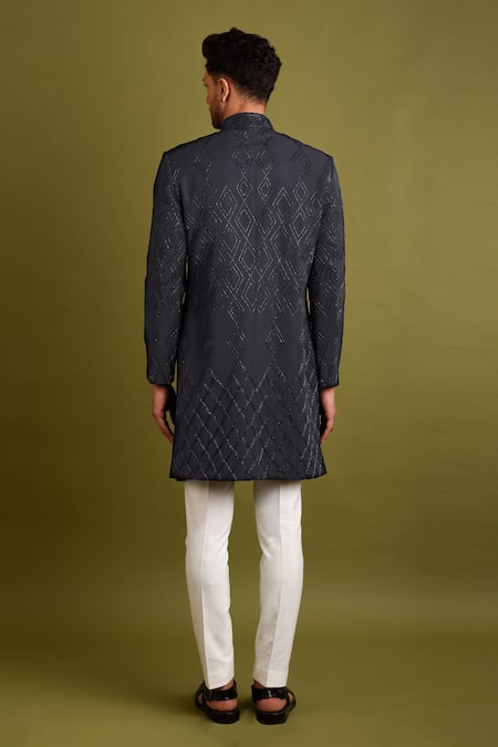 Chatenya Mittal Diamond Pattern Bandhgala Set 