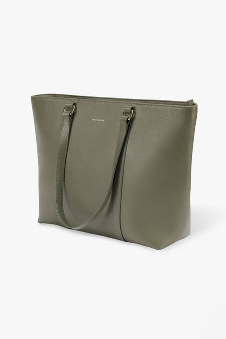 Shop_Tan & Loom_Green Textured Tote Bag_at_Aza_Fashions