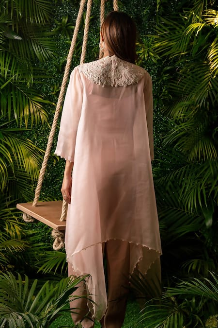 Pallavi Poddar Peacock Asymmetric Hem Cape & Pant Set 