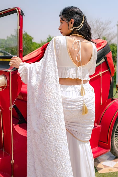 Monk & Mei By Sonia Anand Madhubala Pre-Draped Fish-Cut Saree Set 