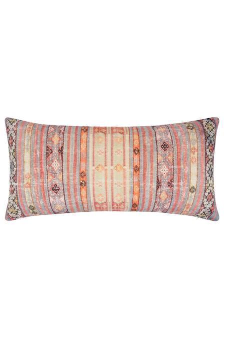 Shop Orna Multi Color Cotton Digital Print Stripe Cushion Cover at Aza Fashions Shop_Orna_Multi Color Cotton Digital Print Stripe Cushion Cover_at_Aza_Fashions