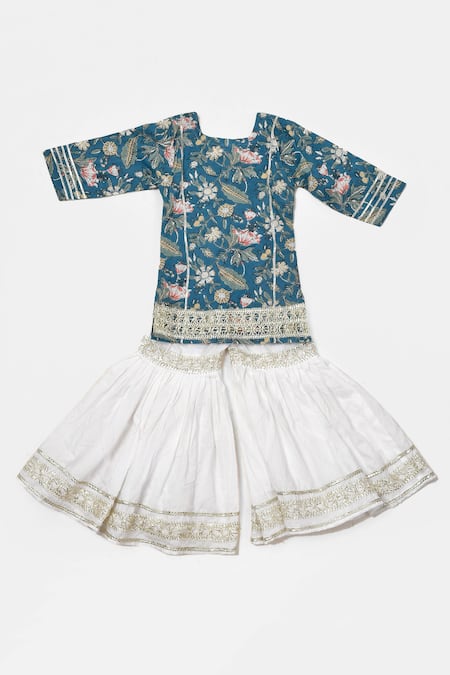 Yuvraani Jaipur Floral Print Kurta Sharara Set 