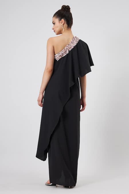 Aakaar Sequin Embellished One Shoulder Gown For Kids