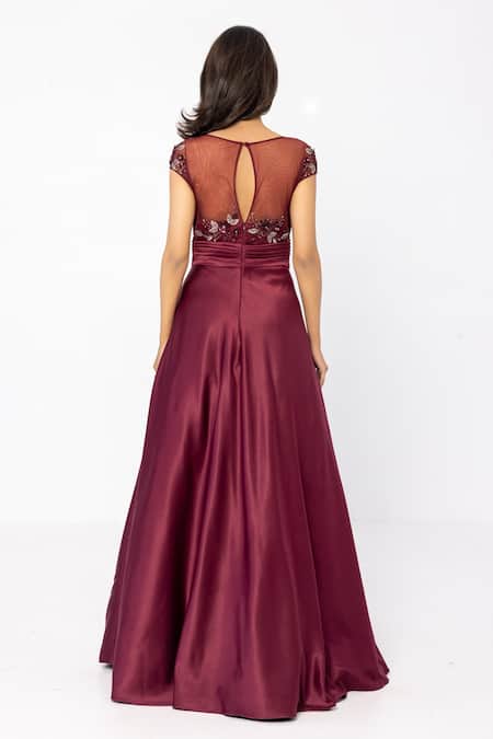 Sartoriale Pleated Waist Embroidered Gown 