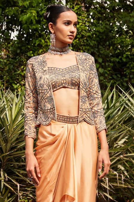 Bohame Noor Embellished Jacket Skirt Set 