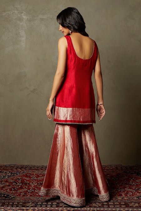 RI.Ritu Kumar Christin Silk Kurta Gharara Set 