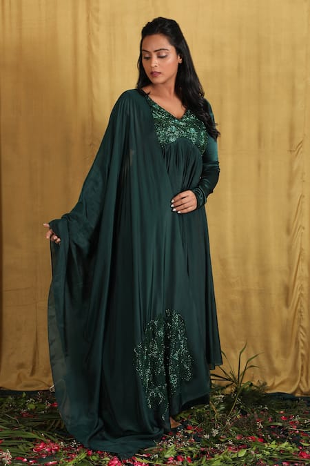 The Aarya Floral Embroidered Bodice Anarkali Set 