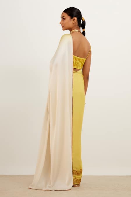 Devnaagri Satin Shaded Saree With Embroidered Singlet 