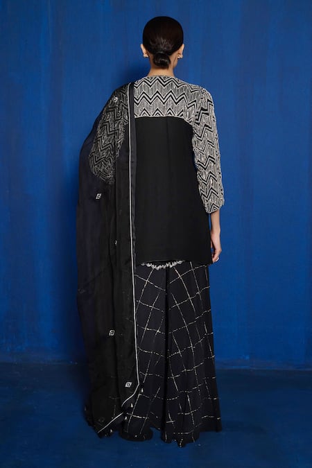 Romaa Chevron Embroidered Kurta Sharara Set 