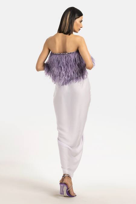 Shop 431-88 By Shweta Kapur Purple Satin Samara Draped Skirt at Aza Fashions Shop_431-88 By Shweta Kapur_Purple Satin Samara Draped Skirt_at_Aza_Fashions