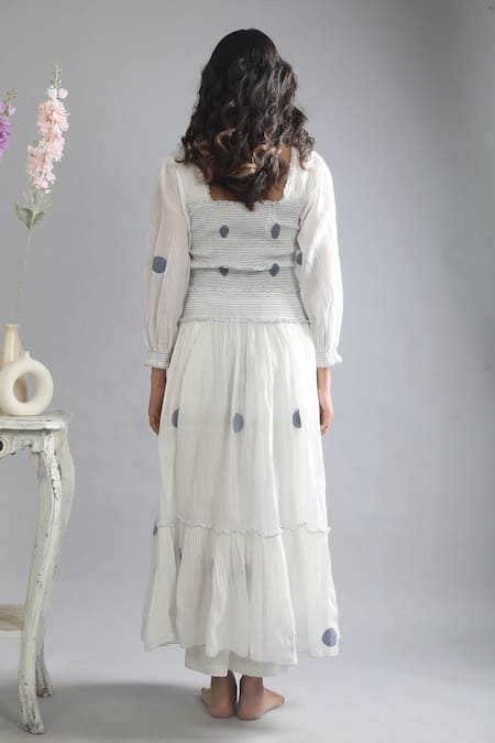 Khat Handwoven Cotton Polka Pattern Dress 