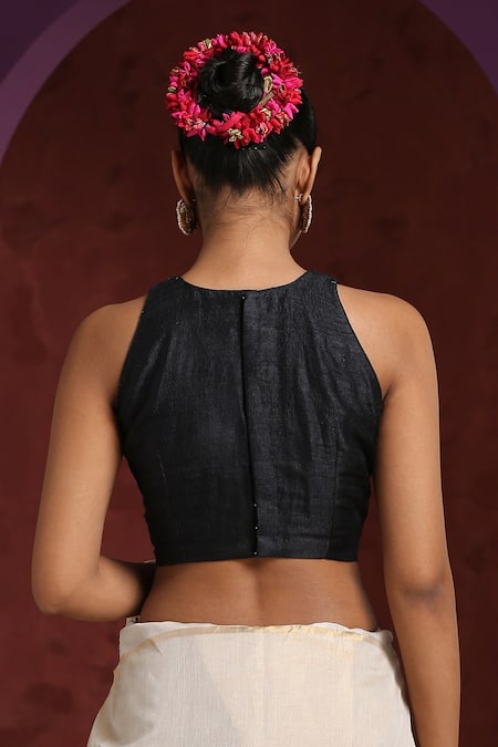 Black Halter Neck Silk Blouse – Tirumala Designers