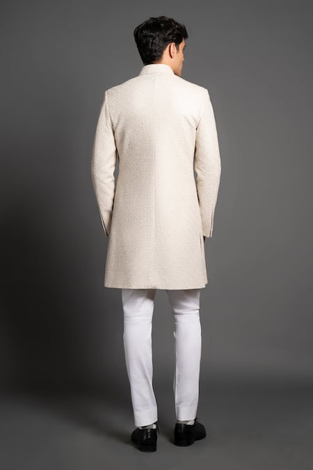 Shop Raghavendra Rathore Jodhpur Off White Silk Embroidery Achkan at Aza Fashions Shop_Raghavendra Rathore Jodhpur_Off White Silk Embroidery Achkan _at_Aza_Fashions