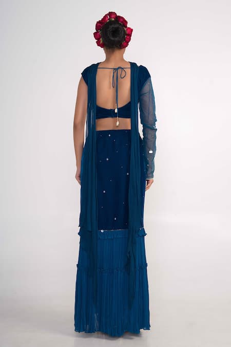 Merge Design Stone Embroidered Fish Cut Lehenga Set 