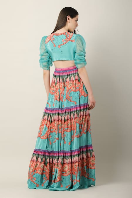 Shop Limerick By Abirr N' Nanki Multi Color Crepe V-neck Sheeba Twist Front Maxi Dress at Aza Fashions Shop_Limerick By Abirr N' Nanki_Multi Color Crepe V-neck Sheeba Twist Front Maxi Dress _at_Aza_Fashions