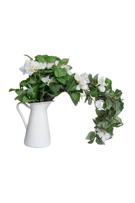 Shop_H2h_White Flower Polyester Fabric And Cascading Bougainvillea Artificial Creeper_at_Aza_Fashions