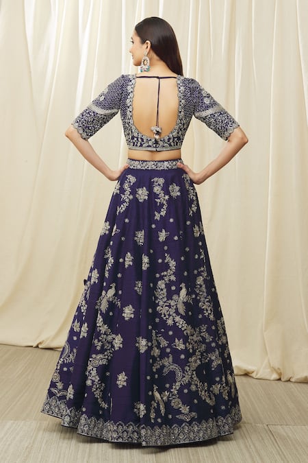 Shop Jayanti Reddy Purple , Organza Embroidery Scoop Neck Floral Bridal Lehenga Set at Aza Fashions Shop_Jayanti Reddy_Purple , Organza Embroidery Scoop Neck Floral Bridal Lehenga Set _at_Aza_Fashions