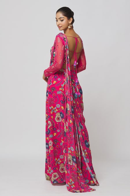 Diyarajvvir Printed Sharara Saree With Blouse 