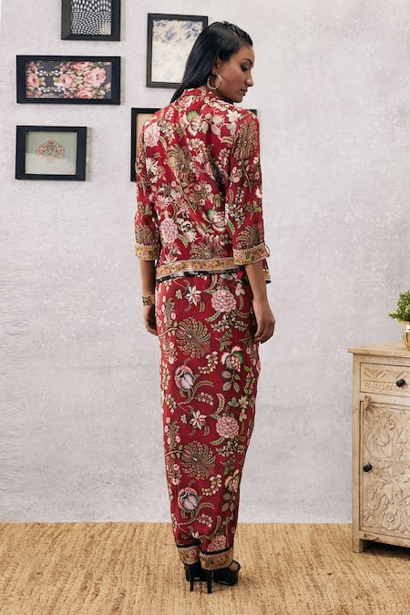 Soup By Sougat Paul Mehr Printed Draped Dress With Jacket 