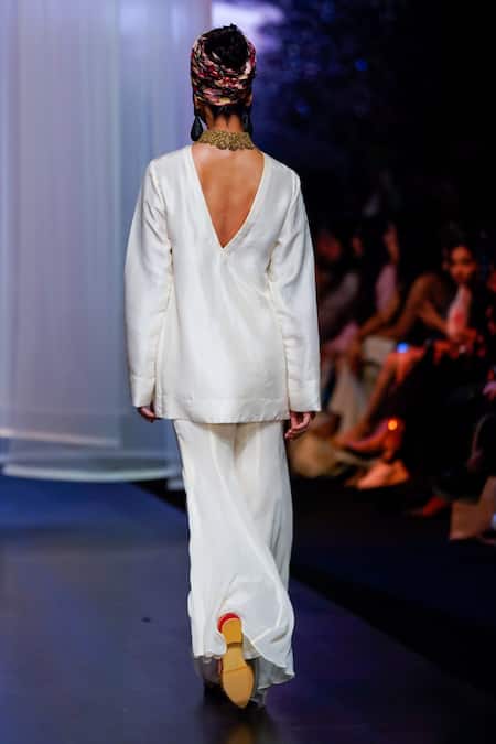 Anand Kabra Plunge V Neck Kurta & Pant Set 