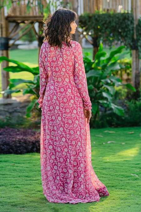 Shop Redpine Designs Purple Viscose, Georgette, Crepe Daisy Floral Print Jacket And Palazzo Set at Aza Fashions Shop_Redpine Designs_Purple Viscose, Georgette, Crepe Daisy Floral Print Jacket And Palazzo Set _at_Aza_Fashions