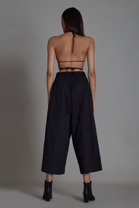 Shop_Mati_Black 100% Cotton Solitaire Pant _at_Aza_Fashions