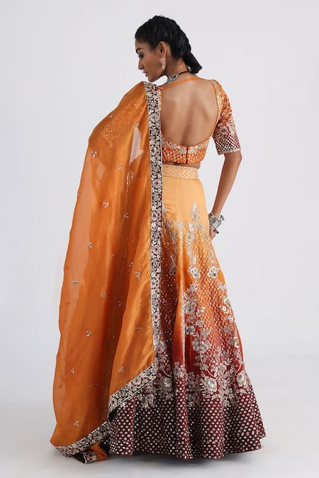 Shop Smriti By Anju Agarwal Yellow Satin, Silk, Organza, Taffeta, Tissue Aliyna Hand Embroidered Lehenga Set at Aza Fashions Shop_Smriti By Anju Agarwal_Yellow Satin, Silk, Organza, Taffeta, Tissue Aliyna Hand Embroidered Lehenga Set _at_Aza_Fashions