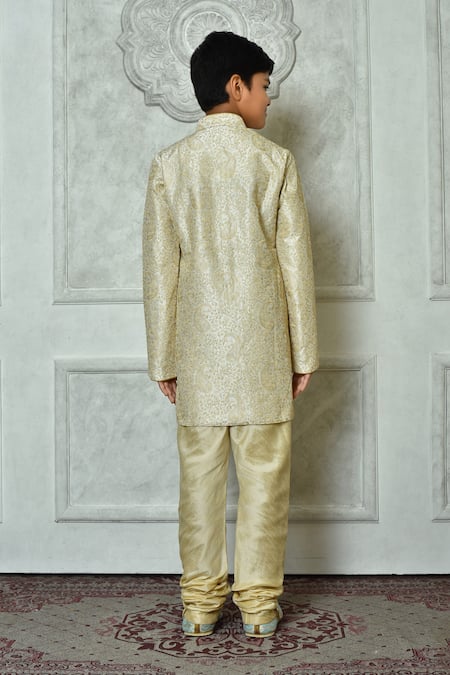 Shop Petite Pomme Cream Silk Embroidery Floret Pattern Kurta at Aza Fashions Shop_Petite Pomme_Cream Silk Embroidery Floret Pattern Kurta _at_Aza_Fashions