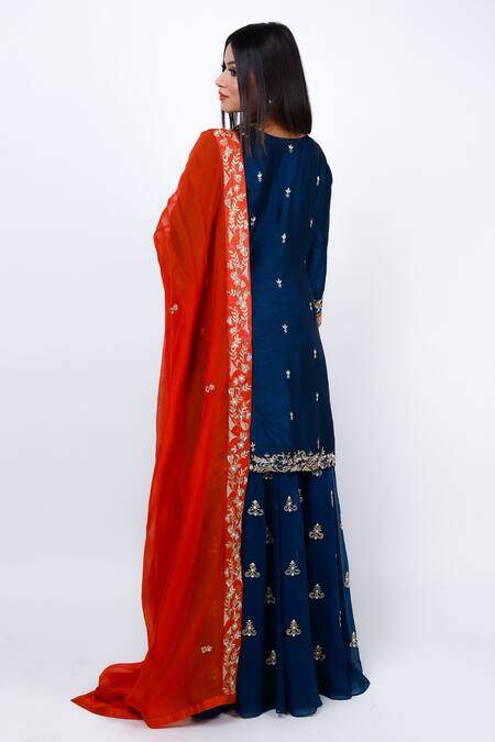 Geetika Jain Zari Embroidered Kurta Sharara Set 