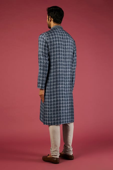 Krishna Mehta Tussar Garden Block Print Kurta Set 