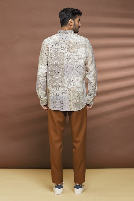 Shop Linen Bloom Multi Color 100% Linen Lima Print Shirt at Aza Fashions Shop_Linen Bloom_Multi Color 100% Linen Lima Print Shirt _at_Aza_Fashions